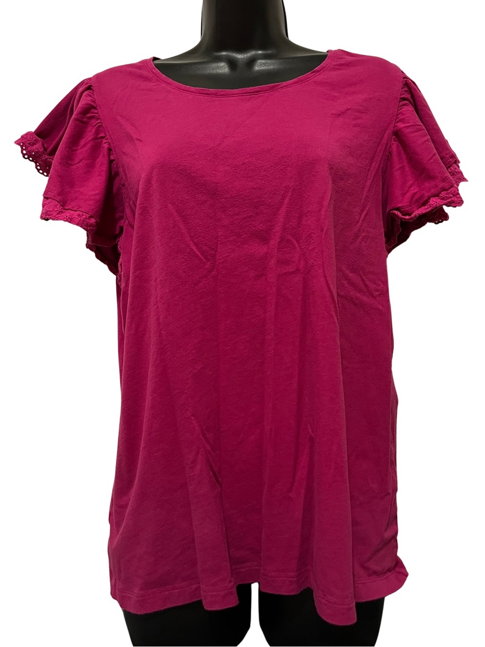 Time and Tru Magenta Flutter Sleeve Tee